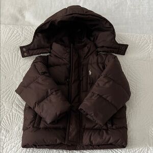 Polo by Ralph Lauren Kids Brown Puffer Hooded Jacket Size 18 months